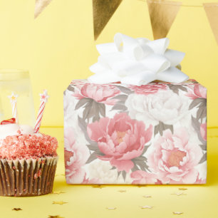 Papier Cadeau Pies roses et blanches