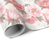 Papier Cadeau Pies roses et blanches (Coin rond)