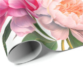 Papier Cadeau Pies roses Fêtes des mariées florales (Coin rond)