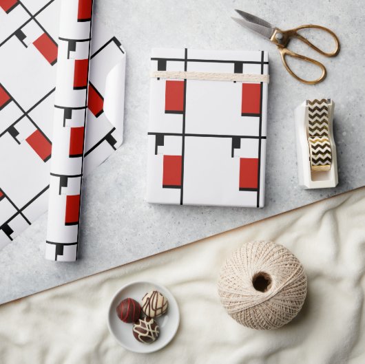 Papier Cadeau Piet Mondrian - Composition Abstrait géométrique (Artisanat)