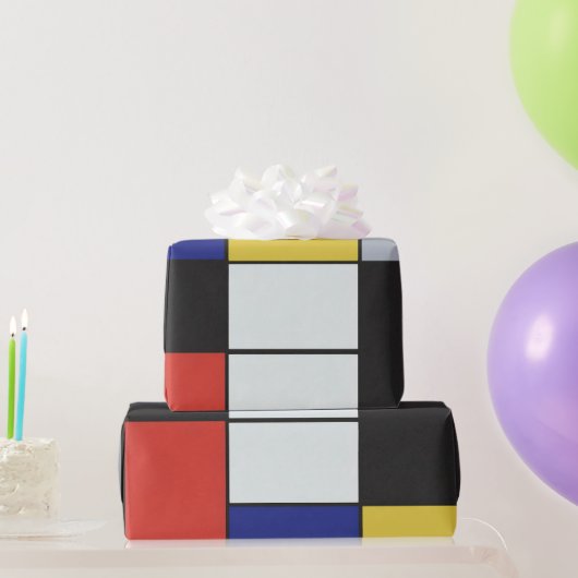 Papier Cadeau Piet Mondrian - Composition Abstrait géométrique (Cadeaux de fête)