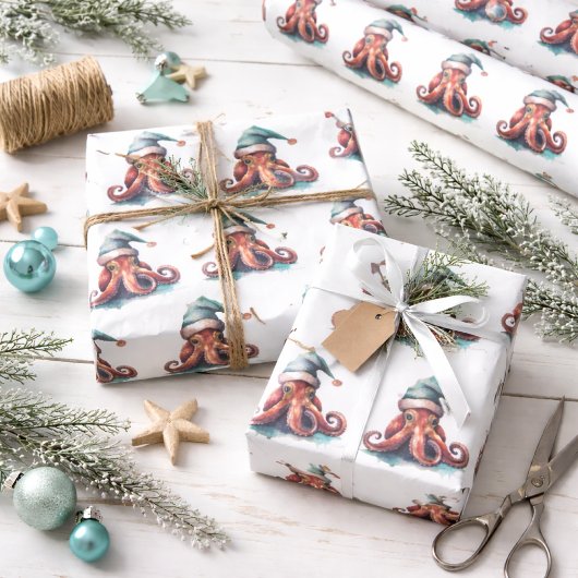 Papier Cadeau Pieuvre Joie de Noël