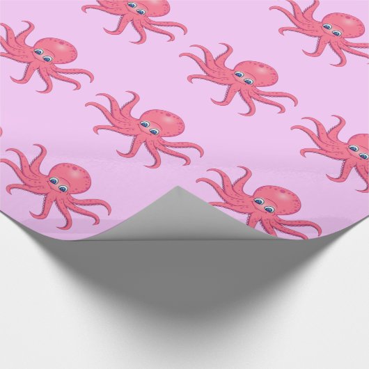 Papier Cadeau Pieuvre Rose Mignonne (Coin)