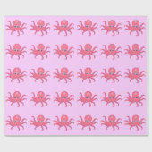 Papier Cadeau Pieuvre Rose Mignonne (Plat)