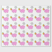 Papier Cadeau Pig d'anniversaire Nom personnalisé Papier d'envel (Plat)