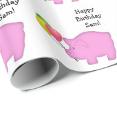 Papier Cadeau Pig d'anniversaire Nom personnalisé Papier d'envel (Coin rond)