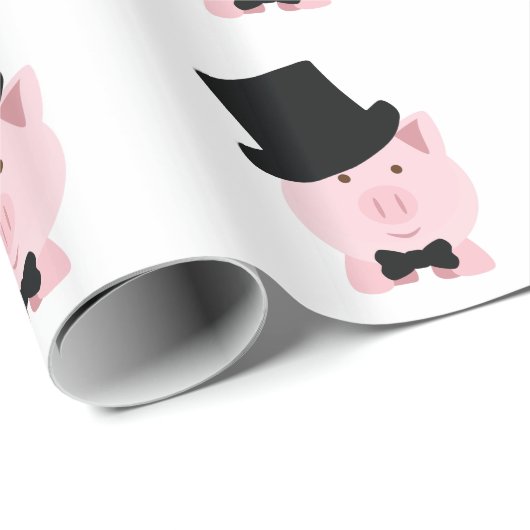 Papier Cadeau Pig Dapper (Coin rond)