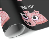 Papier Cadeau Pig-loo Drôle de Pun Igloo Fond Sombre (Coin rond)