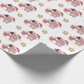 Papier Cadeau Pig With Snowman In Winter For Christmas (Coin)