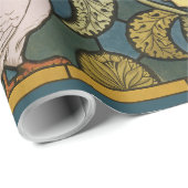 Papier Cadeau Pigeon Blue Yellow Fish Art Nouveau (Coin rond)