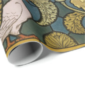 Papier Cadeau Pigeon Blue Yellow Fish Art Nouveau (Coin rond)