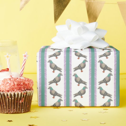 Papier Cadeau Pigeon Stripe (Fête d'anniversaire)
