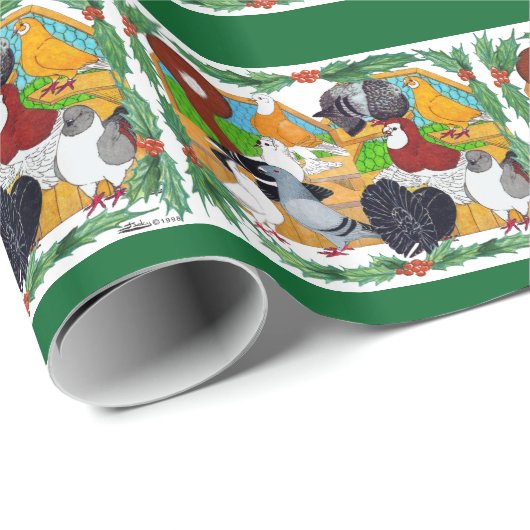 Papier Cadeau Pigeons de Christmas (Coin rond)