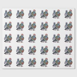 Papier Cadeau Pigeons de Noël drôles Oiseaux de fête