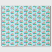 Papier Cadeau Pika Joyeux Anniversaire Cupcake papier d'envelopp (Plat)