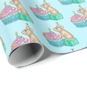 Papier Cadeau Pika Joyeux Anniversaire Cupcake papier d'envelopp (Coin rond)