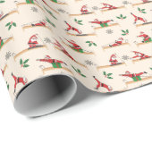 Papier Cadeau Pilates Reformer Santa Seamless Christmas Patterns (Coin rond)