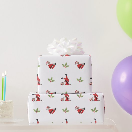 Papier Cadeau Pilates Santa Seamless Christmas Patterns (Cadeaux de fête)