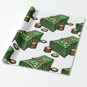 Papier Cadeau Pile d'argent avec pièces d'argent (Déroulé)