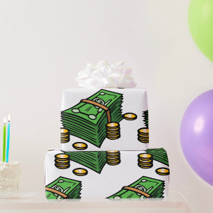 Papier Cadeau Pile d'argent avec pièces de monnaie
