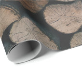 Papier Cadeau Pile de bois brun (Coin rond)