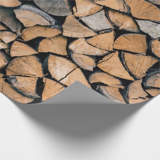 Papier Cadeau Pile de bois de chauffage brun (Coin)