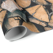 Papier Cadeau Pile de bois de chauffage brun (Coin rond)