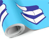 Papier Cadeau Pile de livres bleus (Coin rond)