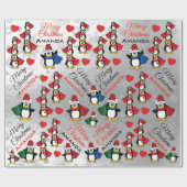 Papier Cadeau Pile de pingouin de dessin - Personnaliser (Plat)