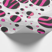 Papier Cadeau Piloka Dot Zebra noir et rose chaud (Coin)