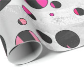 Papier Cadeau Piloka Dot Zebra noir et rose chaud (Coin rond)