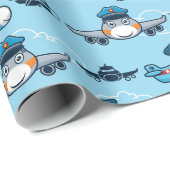 Papier Cadeau Pilote d'avion mignon (Coin rond)