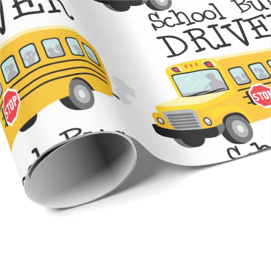 Papier Cadeau Pilote de bus scolaire (Coin rond)