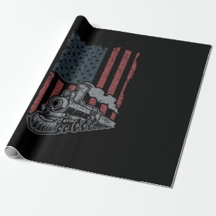 Papier Cadeau Pilote de locomotive Patriotic American Train Stea
