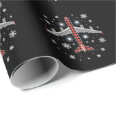 Papier Cadeau Pilote de Noël à carreaux d'avion (Coin rond)