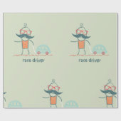 Papier Cadeau Pilote de voiture de course Moteur de course papie (Plat)