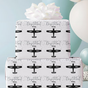 Papier Cadeau Pilote Étudiant Premier Solo Avion Aviation Person