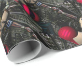 Papier Cadeau PILOTE SPACESHIP ANDROID XENIA, Science-fiction (Coin rond)