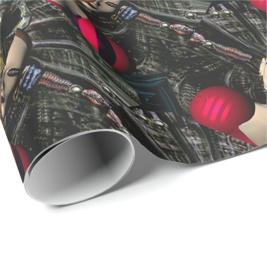 Papier Cadeau PILOTE SPACESHIP ANDROID XENIA, Science-fiction (Coin rond)