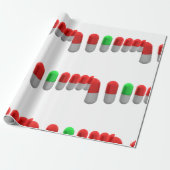 Papier Cadeau Pilule verte unique parmi les capsules rouges (Déroulé)