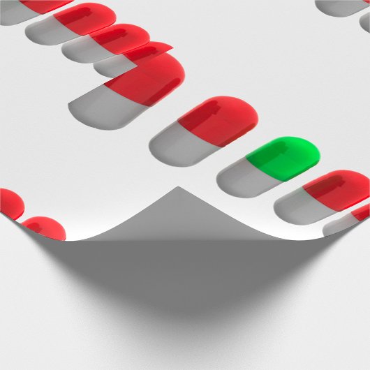 Papier Cadeau Pilule verte unique parmi les capsules rouges