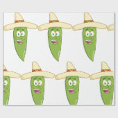 Papier Cadeau Piment Vert Souriant (Plat)