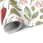 Papier Cadeau Piments, Ail, Olives et Herbes (Coin rond)