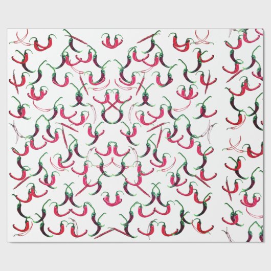 Papier Cadeau Piments chauds rouges et verts (Plat)