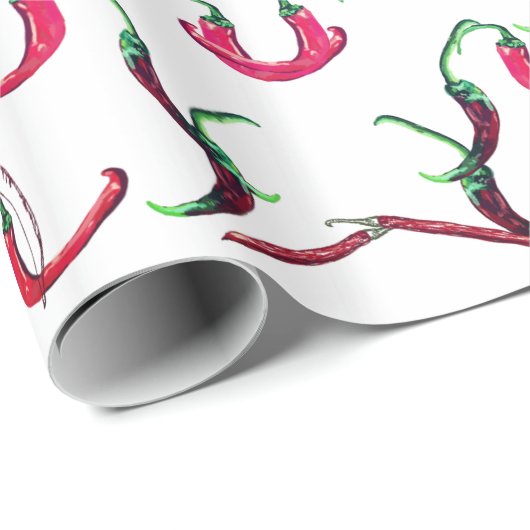 Papier Cadeau Piments chauds rouges et verts (Coin rond)