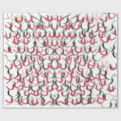 Papier Cadeau Piments chauds rouges et verts enveloppant du papi (Plat)