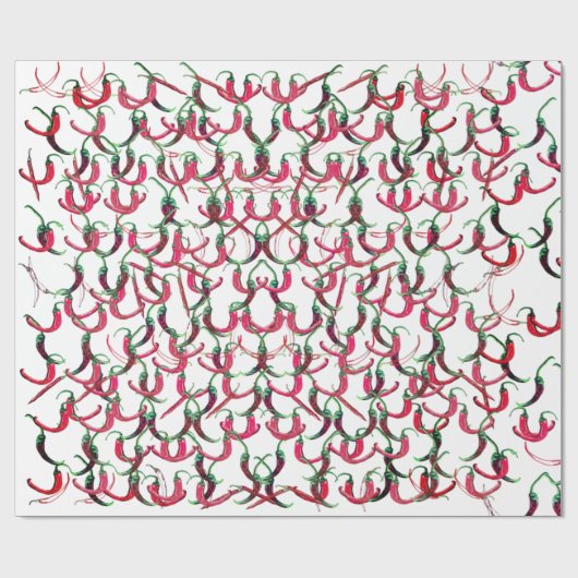 Papier Cadeau Piments chauds rouges et verts enveloppant du papi (Plat)