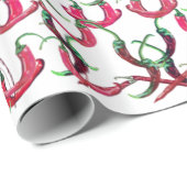 Papier Cadeau Piments chauds rouges et verts enveloppant du papi (Coin rond)