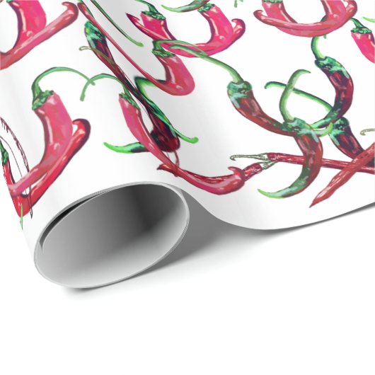 Papier Cadeau Piments chauds rouges et verts enveloppant du papi (Coin rond)