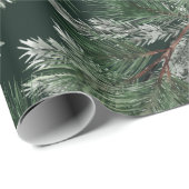 Papier Cadeau Pin blanc Garlands d'épinette d'argent Pin profond (Coin rond)